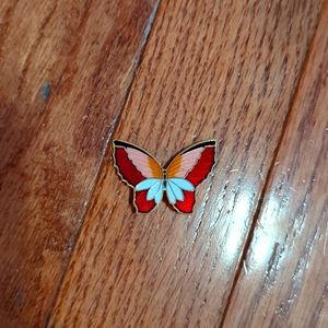 Glazed Butterfly Mosaic Women's Brooch Gold